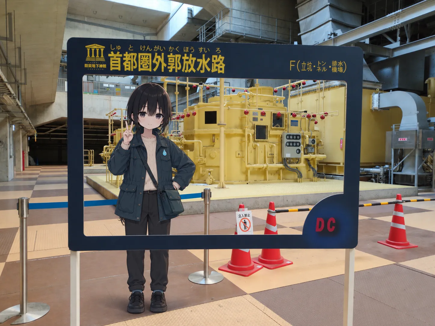 首都圏外郭放水路のダムカード形フォトフレームに入った凜