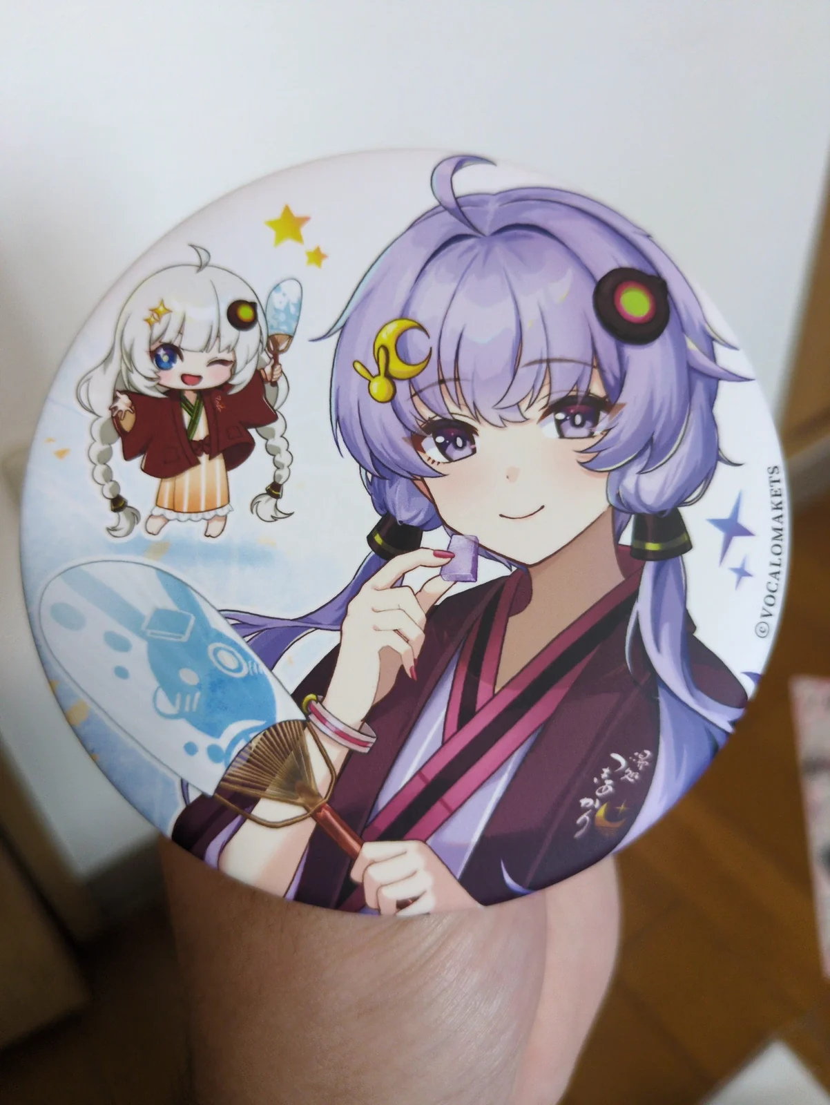 声音の宴で買ってもらったゆかりとあかりの缶バッジ