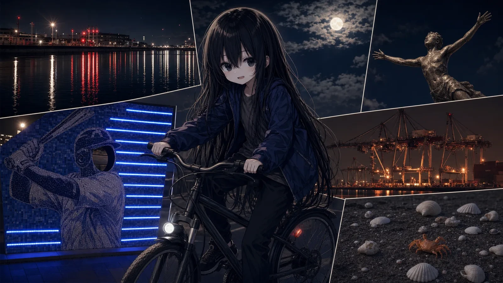 大井ふ頭で見つけた夜景やカニの絵日記